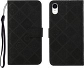 Etnische stijl reliëf patroon horizontale flip lederen tas met houder & kaartsleuven & portemonnee & lanyard voor iPhone XR (zwart)