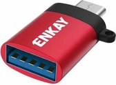 ENKAY ENK-AT101 Aluminium USB-C / Type-C naar USB 3.0 OTG Data Adapter Converter (rood)