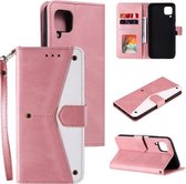 Voor Samsung Galaxy A12 5G Stiksels Kalfsstructuur Horizontale Flip Leren Case met Houder & Kaartsleuven & Portemonnee (Rose Goud)