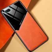 Voor OPPO K1 All-inclusive lederen + organische glazen beschermhoes met metalen ijzeren plaat (geel)