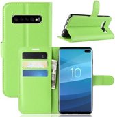 Litchi Texture Horizontale Flip Leren Case voor Galaxy S10, met Portemonnee & Houder & Kaartsleuven (Groen)