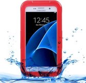 Voor Galaxy S7 / G930 IPX8 kunststof + siliconen transparante waterdichte beschermhoes met draagkoord (rood)