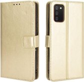 Voor Samsung Galaxy A02s (Amerikaanse versie) Retro Crazy Horse Texture Horizontale flip lederen tas met houder & kaartsleuven en fotolijst (goud)