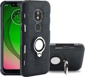 Voor Motorola Moto G7 Play 2 in 1 Cube PC + TPU beschermhoes met 360 graden draaien zilveren ringhouder (zwart)