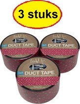 IT'z Duct Tape 44- Lief Roze Hart 3 stuks  48 mm x 10m  |  tape - plakband - ducktape - ductape