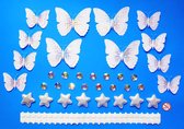 Funnylight Deco Parts decoratie set 3D vlinders, diamanten en sterren patches met dubbelzijdige plakdots
