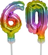 Regenboog taart decoratie ballonnen cijfers 60.