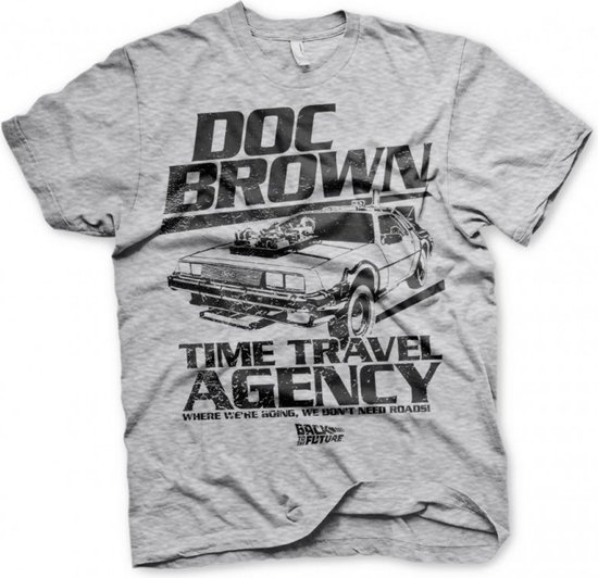 BACK TO THE FUTURE - T-Shirt Doc Brown Time Travel Agency - Grey (L)