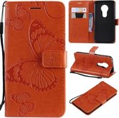 Butterfly Embossing Pattern Horizontale Flip Leather Case voor Motorola Moto G7 Play, met kaartsleuf & houder & portemonnee & lanyard (oranje)