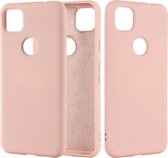 Voor Google Pixel 4a Pure Color Liquid Silicone Shockproof Full Coverage Case (roze)