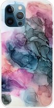 Marmeren patroon schokbestendige TPU beschermhoes voor iPhone 12/12 Pro (abstract veelkleurig)