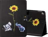 Gekleurde tekening horizontale flip lederen tas met houder & kaartsleuven & slaap- / wekfunctie voor iPad 10.2 / iPad Air 10.5 （2019） / iPad Pro 10,5 inch (olifant)
