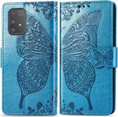 Voor Galaxy S10 Lite / A91 / M80s Butterfly Love Flowers Embossing Horizontale Flip lederen tas met houder & kaartsleuven & portemonnee & lanyard (blauw)
