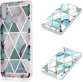 Voor Galaxy A10s Plating Marble Pattern Soft TPU beschermhoes (groen wit)