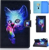 Voor Galaxy Tab A 8.0 2019 / T290 Gekleurde tekening Stiksels Horizontale flip lederen tas, met houder en kaartsleuven (Super Cat)