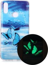 Voor Samsung Galaxy A10s Lichtgevende TPU zachte beschermhoes (vlinders)