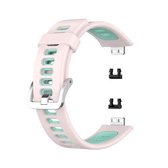 Voor Huawei Watch Fit Tweekleurige siliconen vervangende band Horlogeband (roze + groenblauw)