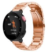 Universele Smart Watch Drie Stalen Strips Polsband Horlogeband voor Garmin Forerunner 220/230/235/630/620/735 (Rose Goud)