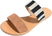 Dames platte pantoffelsandalen, maat: 40 (streep)