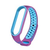 Voor Geschikt voor Xiaomi Mi Band 6 (CA8856) ademende siliconen vervangende band horlogeband met gaten (paars + blauw)