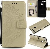 Voor Huawei Honor 9 Lite Totem Bloem Reliëf Horizontale Flip TPU + PU Leather Case met Houder & Kaartsleuven & Portemonnee (Goud)