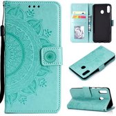 Voor OPPO A8 Totem Bloem Reliëf Horizontale Flip TPU + PU lederen tas met houder & kaartsleuven & portemonnee (groen)