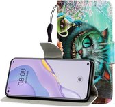 Voor Huawei Nova 7 Pro Gekleurde Tekening Horizontale Flip Leren Case met Houder & Kaartsleuf & Portemonnee (Groene Ogen)