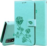 Voor Huawei P Smart 2020 Rose reliëf horizontale flip PU lederen tas met houder & kaartsleuven & portemonnee (groen)