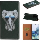 Voor Galaxy S20 Ultra 3D Schilderen Horizontale Flip Leren Case met Houder & Kaartsleuf & Portemonnee & Lanyard (Olifant)