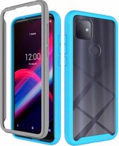 Voor T-Mobile REVVL 4+ Starry Sky Solid Color Series schokbestendige pc + TPU beschermhoes (babyblauw)