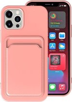 TPU + flanellen voering schokbestendig hoesje met kaartsleuven voor iPhone 12 (roze)