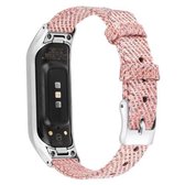 Voor Samsung Galaxy Fit E roestvrijstalen canvas riem, maat: L (roze)