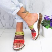 Vintage casual dikke bodem wiggen open teen pantoffels voor dames, schoenmaat: 35 (wit)
