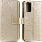 Voor Xiaomi Poco M3 Totem Bloem Reliëf Horizontale Flip TPU + PU lederen tas met houder & kaartsleuven & portemonnee (goud)