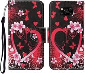 Voor Geschikt voor Xiaomi Poco X3 NFC Gekleurde Tekening Patroon Horizontale Flip Leren Case met Houder & Kaartsleuven & Portemonnee & Lanyard (Rood Hart)