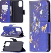 Voor Xiaomi Redmi Note 10 4G / Note 10S Gekleurd tekeningpatroon Horizontale flip lederen tas met houder & kaartsleuven & portemonnee (paarse vlinder)