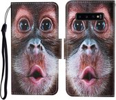 Voor Samsung Galaxy S10 + Gekleurde Tekening Patroon Horizontale Flip Leren Case met Houder & Kaartsleuven & Portemonnee & Lanyard (Orang-oetan)