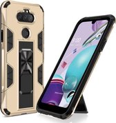 Voor LG Aristo 5+ Soldier Armor Schokbestendig TPU + PC Magnetische beschermhoes met houder (goud)