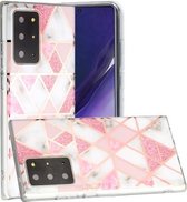 Voor Samsung Galaxy Note20 Ultra Plating Marble Pattern Soft TPU beschermhoes (roze)