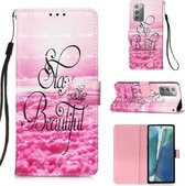 Voor Samsung Galaxy Note20 3D Schilderen Horizontale Flip Leren Case met Houder & Kaartsleuf & Portemonnee & Lanyard (Mooi)