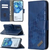 Voor Samsung Galaxy S20 + bijpassende kleur Krokodiltextuur Horizontale flip PU lederen tas met portemonnee & houder & kaartsleuven (blauw)