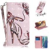 Voor Samsung Galaxy Note20 3D Gekleurde Tekening Horizontale Flip Leren Case met Houder & Kaartsleuven & Portemonnee & Lanyard (Vlinder Hoge hakken)
