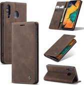Voor Samsung Galaxy A40s / M30 CaseMe-013 Multifunctionele Retro Frosted Horizontale Flip Leren Case met Kaartsleuf & Houder & Portemonnee (Koffie)