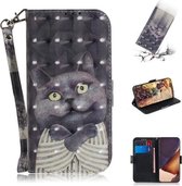 Voor Samsung Galaxy Note20 Ultra 3D Gekleurde Tekening Horizontale Flip Lederen Case met Houder & Kaartsleuven & Portemonnee & Lanyard (Knuffel Kat)