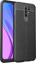 Voor Xiaomi Redmi 9 Litchi Texture TPU schokbestendig hoesje (zwart)