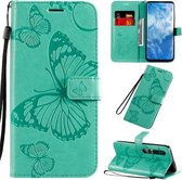 Voor Xiaomi Mi 10 5G / Mi 10 Pro 5G 3D Vlinders Embossing Patroon Horizontale Flip Leren Case met Houder & Kaartsleuf & Portemonnee & Lanyard (Groen)