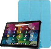 Voor Lenove Duet Chromebook uster Texture Smart PU lederen tas met slaap- / wekfunctie en 3-voudige houder (blauwe lucht)