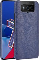 Voor Asus Zenfone 7 ZS670KS / 7 Pro ZS671KS Schokbestendige krokodiltextuur PC + PU-hoes (blauw)