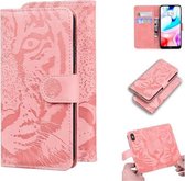 Voor Xiaomi Redmi 8 Tiger Embossing Pattern Horizontale Flip lederen tas met houder & kaartsleuven & portemonnee (roze)