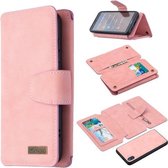 Voor Xiaomi Redmi 7A Afneembare Frosted Magnetische Horizontale Flip Leren Case met Kaartsleuven & Houder & Rits Portemonnee & Fotolijst (Roze)